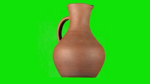 Clay jug rotates on a green background. Isolate. Stock Footage 139745845