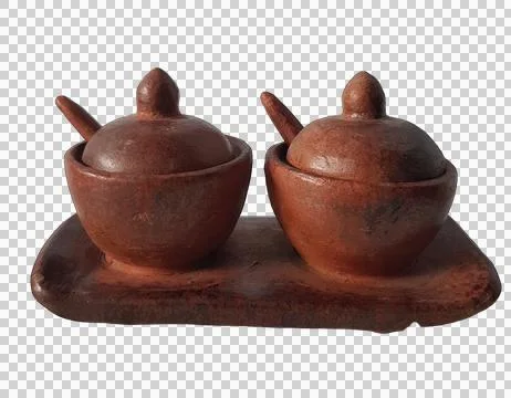 Clay kitchenware assortment set. Cup, mug, vessel, jug, plate, pot, vase, k.. Stock Photos