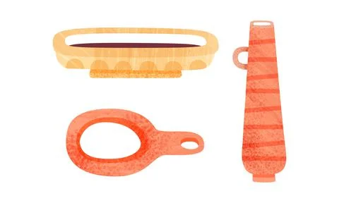 Clay Kitchenware Set, Ceramic Pottery with Decorative Ornament Cartoon Vector 스톡 일러스트