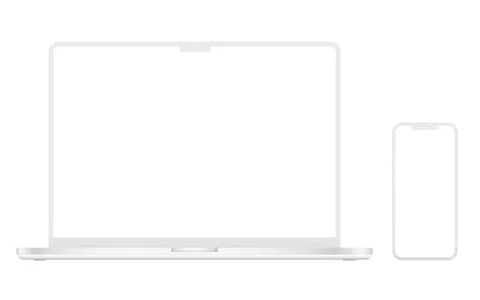 Clay laptop computer and mobile phone isolated on white background イラスト素材