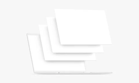 Clay Laptop Computer Mockup with Blank Wireframing Pages Stock Illustration