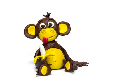 Clay monkey on white background Foto stock