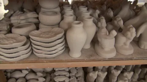 Clay objects figures, pottery Stock Footage 41644170