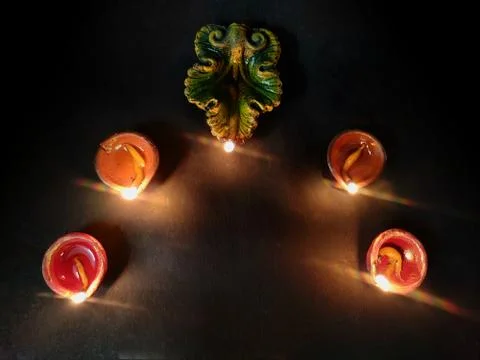Clay oil lamp during Diwali festival. Concept for traditional diwali, holiday Stock Photos