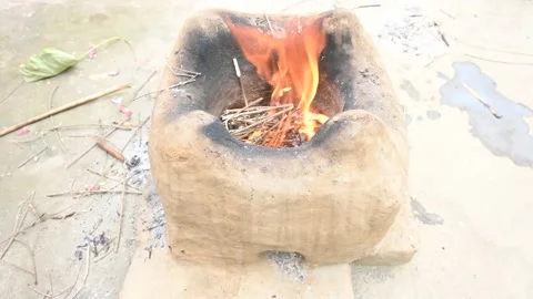 Clay or mud stove. Stock Footage 266776051