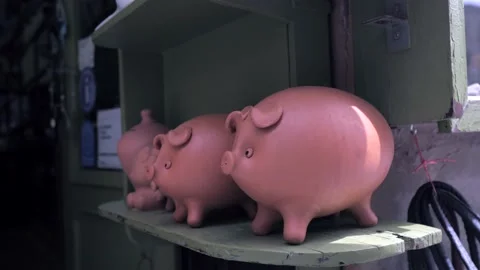 Clay pigs Stock Footage 169858542