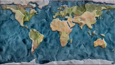 Clay planet earth map background seamless endless loop animation - new quality Stock-Footage 82430742