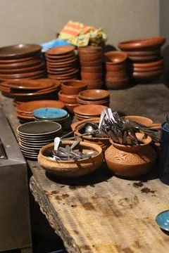 Clay plates. Stock Photos