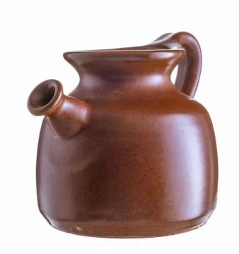 Clay pot, amphora, handmade isolate on a white background Foto stock