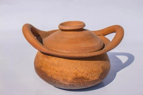 Clay pot on background. Stock-Fotos