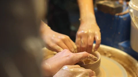 Clay pot handmade. Hand work 스톡 동영상 128185076