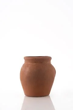 Clay pot isolated on white background Stock Photos
