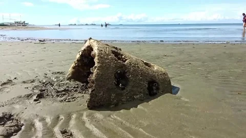Clay pot on the sand Stock Footage 328274993