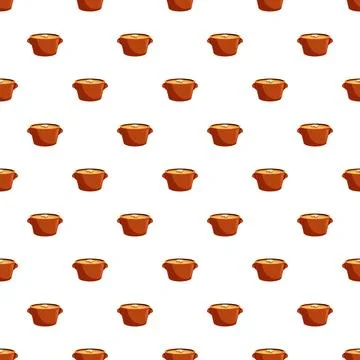 Clay pot with soup seamless pattern background Illustrazione stock