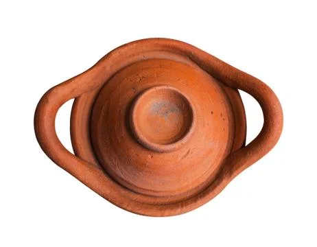 Clay pot on white background. Stock Photos