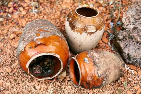 Clay pot for wine Stock Photos