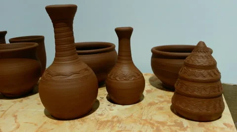 Clay Pots And Jars Stock Footage 58314556