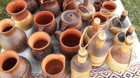 Clay pots, russian pots Stock Footage 78527333