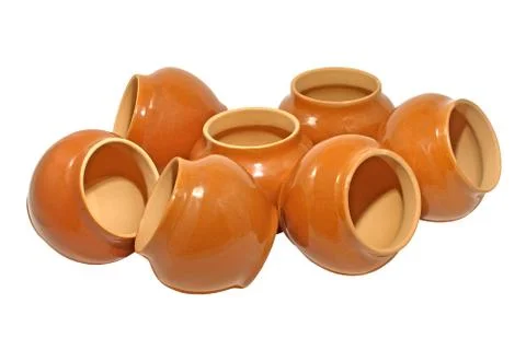 Clay pots.isolated. Stock Photos