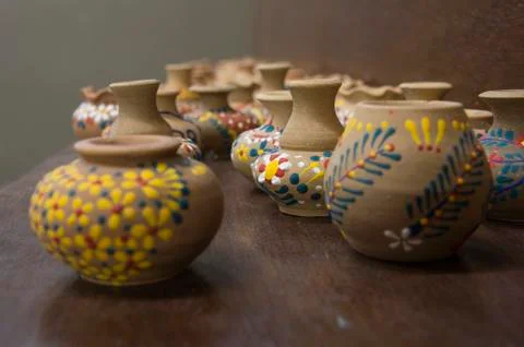 Clay pottery small tiny art colorful color concept Foto stock
