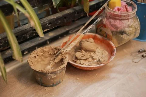 Clay products are in the workshop Stock Photos