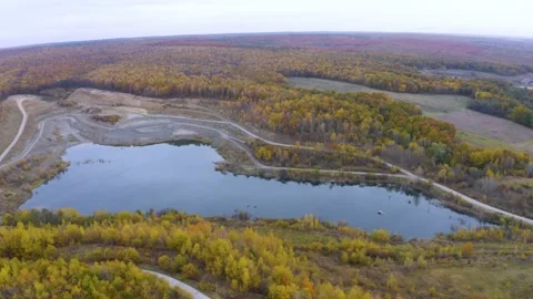 Clay quarry in autumn. Video stock 170756095