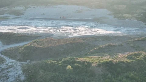 Clay quarry showing broad extraction surfaces in Lugagnano Val d'Arda Video stock 345809610