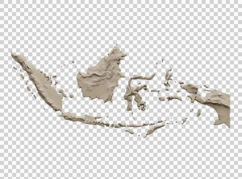 Clay relief map of Indonesia featuring major islands and archipelago coasta.. Photos