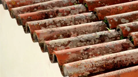 Clay rusty roof tile Stock Footage 32549131