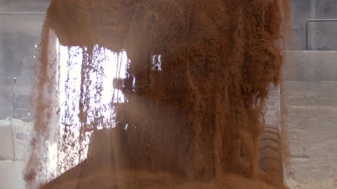 Clay Sand Coming Down From Grader Scoop Extreme Slow Motion Video stock 166697128