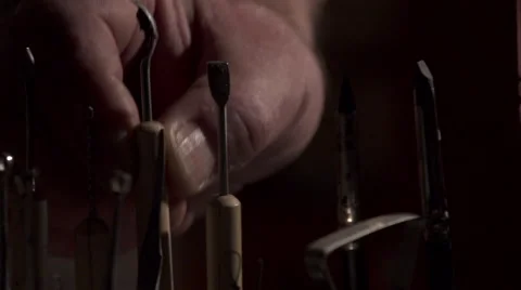 Clay Sculpting Art Tools Stock Footage 57250458