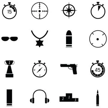 Clay shooting icon set Stock Illustration