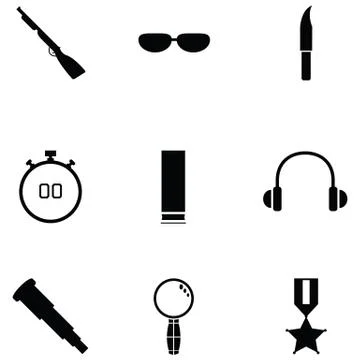 Clay shooting icon set Illustrazione stock