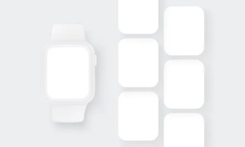 Clay Smart Watch with Blank Screen. Mockup for Showcasing Mobile Apps Interfaces Stock Illustration