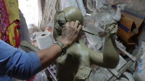 Clay Statue Stock Footage 340788225