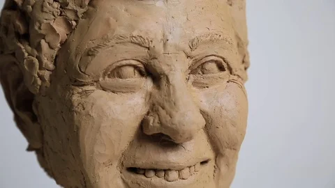 Clay Statue Of The Old Womans Face Stock Footage 72144230