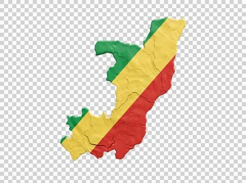 Clay style map of Republic of the Congo with flag colors. Stock Photos