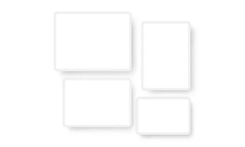 Clay Tablet Computer With Blank Screens, Vertical and Horizontal Mockup Stock Illustration