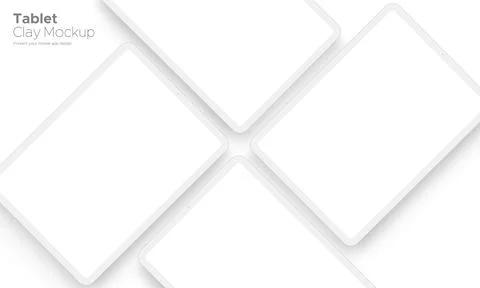Clay Tablet Computer Mockup with Blank Screen for Showing Apps Design Stock Illustration