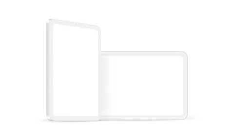 Clay Tablet Computers with Blank Screens, Vertical and Horizontal Mockup Stock Illustration