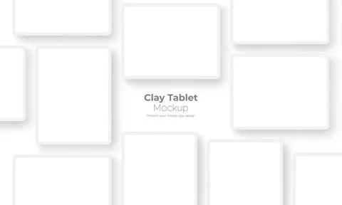 Clay Tablet Computers Mockups for Showing Mobile App Design Stock Illustration