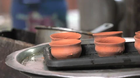 Clay tea cups Video stock 68753222