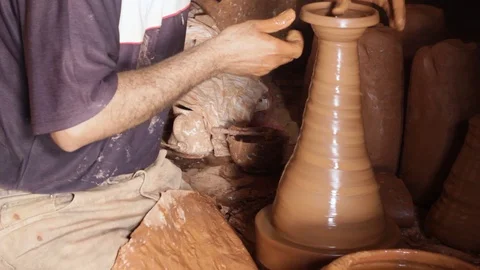 Clay throwing  Stock Footage 124590430