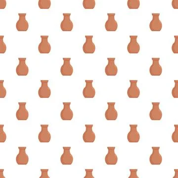 Clay vases creating a seamless pattern for decoration Stock Illustration