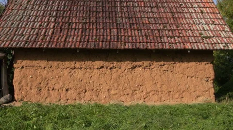Clay wall of an old farm barn in rural area Stock Footage 54807698