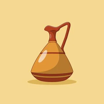 Clay Water Jug Vector Icon Illustration. Pottery Vector. Flat Cartoon Style.. Illustrazione stock