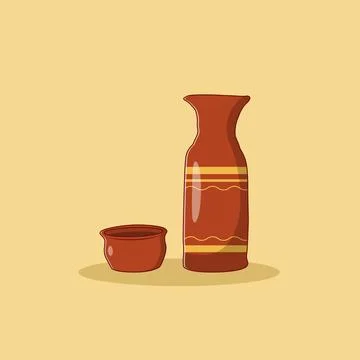 Clay Water Jug Vector Icon Illustration. Pottery Vector. Flat Cartoon Style.. Illustrazione stock