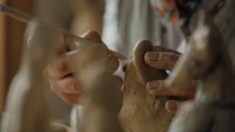 Clay whistles making Stock Footage 218603825