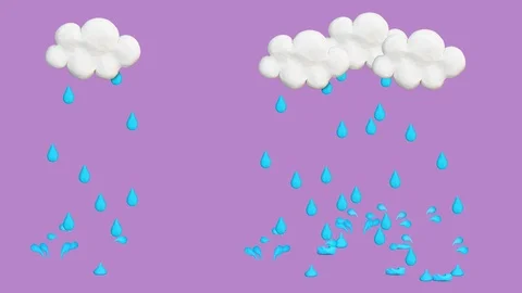 Claymation Clouds and Rain with Transparent Background Vidéo 86888345