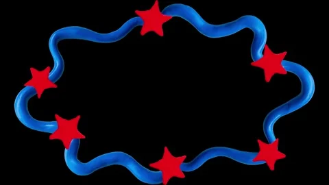 Claymation with set of star frames on a black background for American holidays 動画素材 335894792